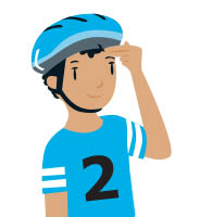Положите шлем на голову, не наклоняя его вперед или назад   Шлем должен покрывать верхнюю часть головы и сидеть на 2 пальца выше бровей   Отрегулируйте посадку шлема, добавив или переставив пенные прокладки   Переместите циферблат или другие подходящие приспособления, чтобы они плотно прилегали