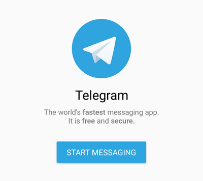 Вітальний екран розповідає про Telegram і пропонує зареєструватися або увійти в уже існуючий акаунт: